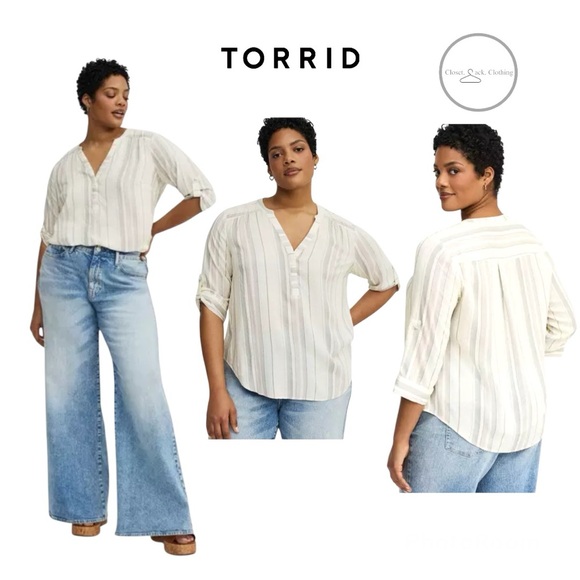 torrid Tops - Torrid Harper 3/4 Sleeve Pullover Blouse